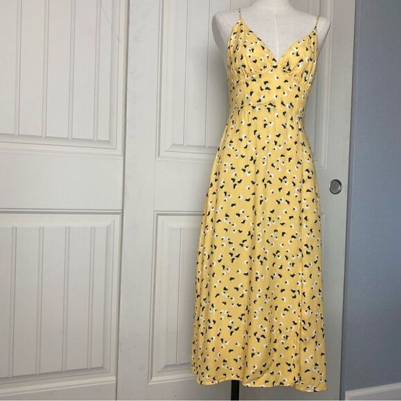 Amanda Uprichard Dresses & Skirts - Amanda Uprichard New York Floral Print V-Neck Sleeveless Maxi Dress Yellow Small